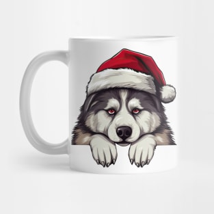 Christmas Peeking Alaskan Malamute Dog Mug